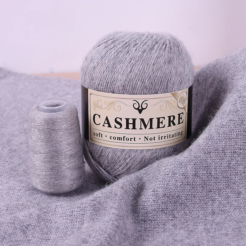 Handmade Cashmere Wool Yarn Set – 50g Main Yarn + 20g Auxiliary Yarn for Sweaters, Scarves & Hats