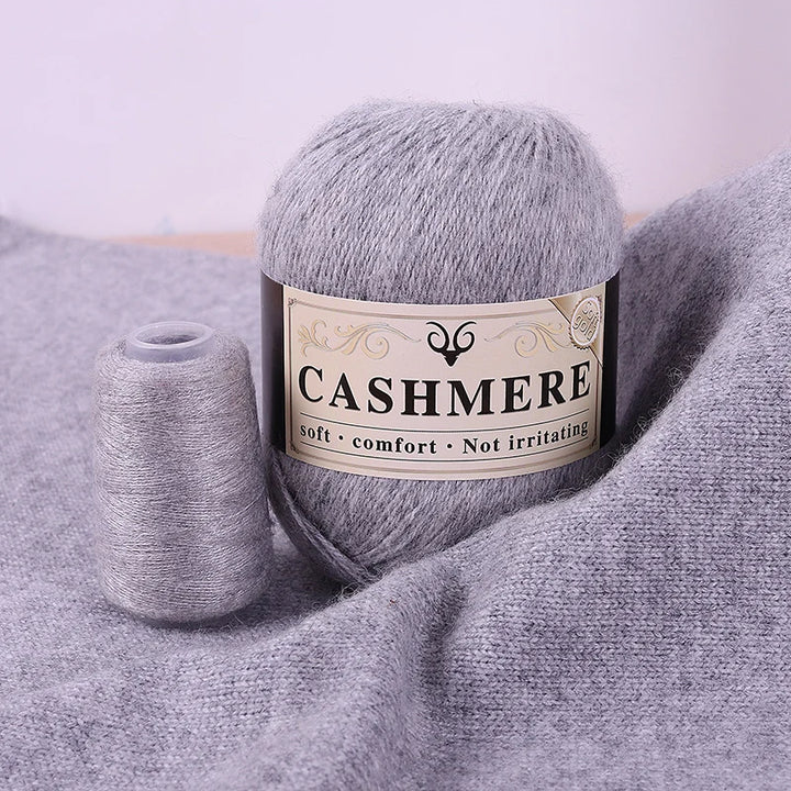 Handmade Cashmere Wool Yarn Set – 50g Main Yarn + 20g Auxiliary Yarn for Sweaters, Scarves & Hats