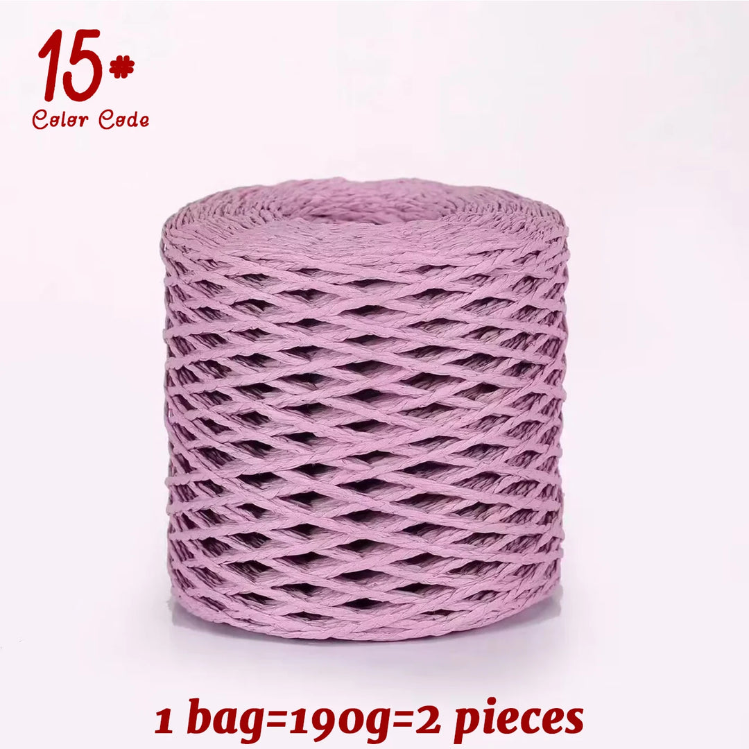 190g Bamboo Raffia Yarn (2 Skeins) – Straw Paper Crochet Yarn for Summer Hats, Bags & DIY Crafts