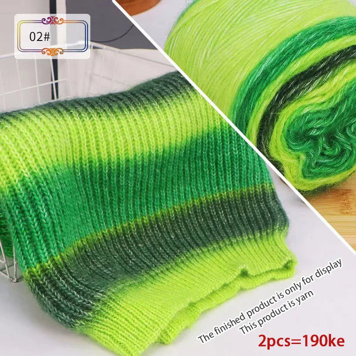 190g Rainbow Gradient Mohair Yarn – Long Section Dyed Spray Yarn for Sweaters, Shawls & Scarves (2 Pieces/Pack)