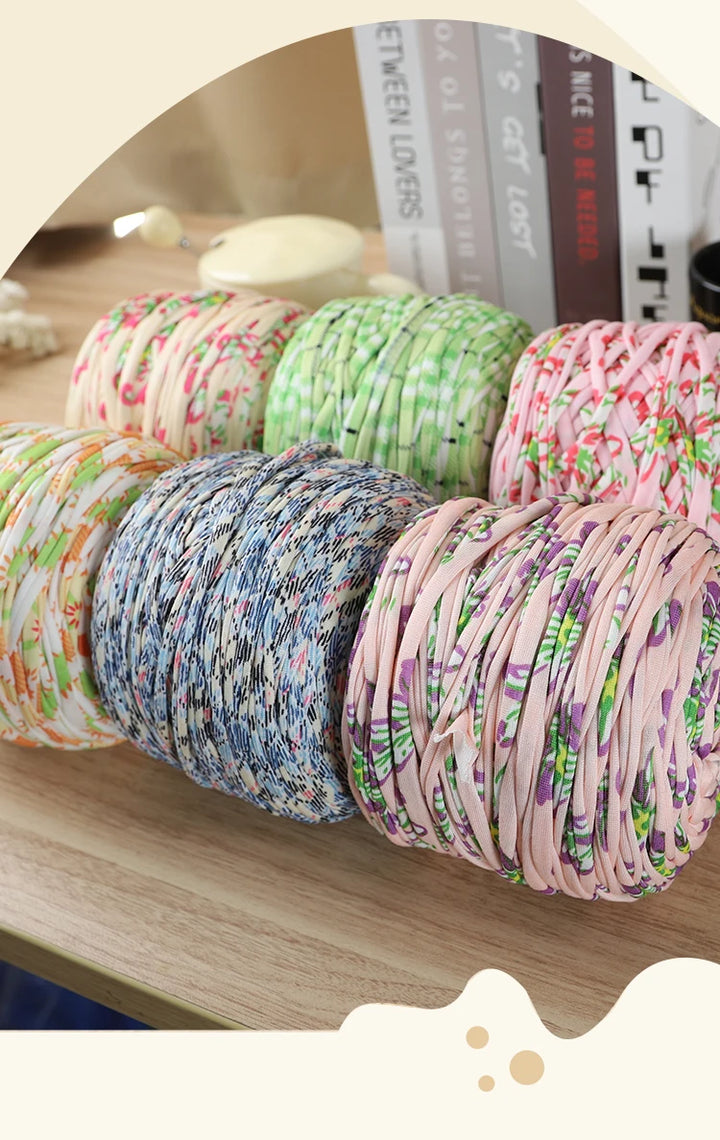 600g Large Polyester Fabric Yarn Set (2 Pieces) – Colorful Elastic Yarn for Bags, Slippers & DIY Crafts