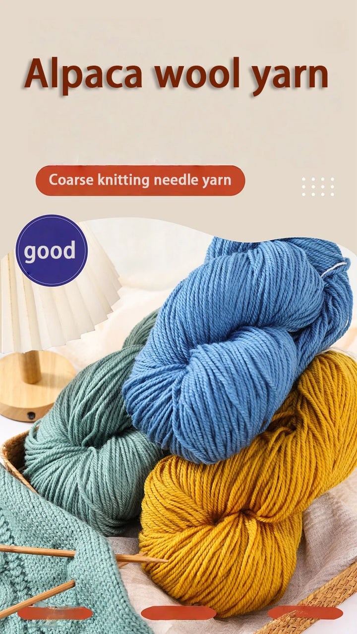 600g Thick Alpaca Wool Yarn Set (2 Pieces) – Premium Knitting Yarn for Sweaters, Scarves, Hats & DIY Crafts