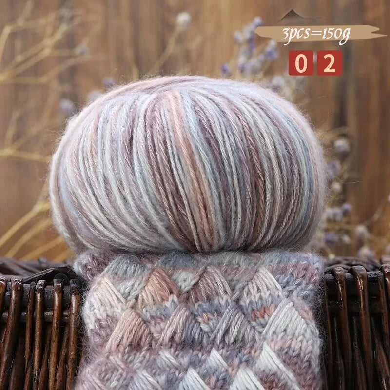 150g Camouflage Cotton Yarn – Medium-Thick Combed Yarn for Knitting & Crochet (3 Pieces/Pack)