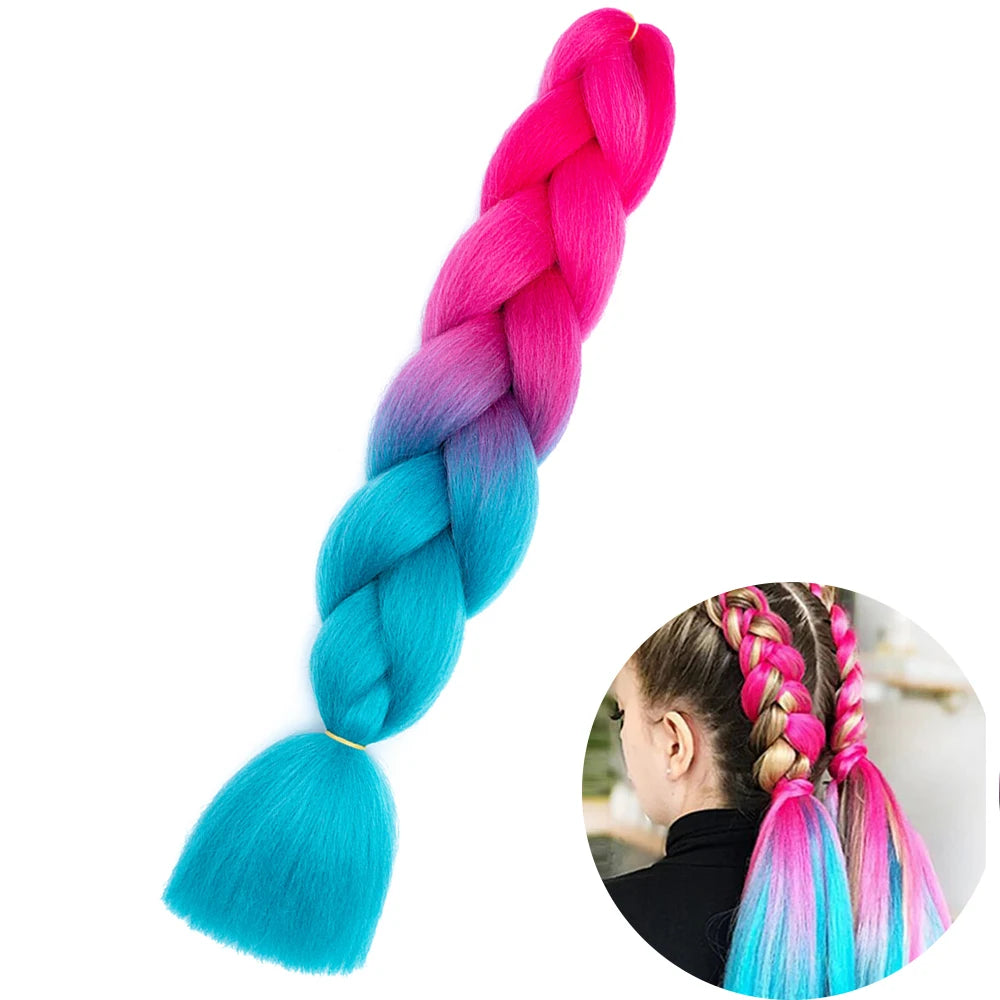 24 Inch Synthetic Jumbo Braiding Hair – Heat Resistant Ombre Extensions
