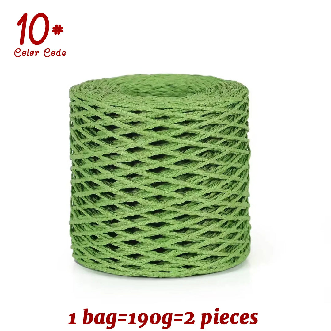 190g Bamboo Raffia Yarn (2 Skeins) – Straw Paper Crochet Yarn for Summer Hats, Bags & DIY Crafts