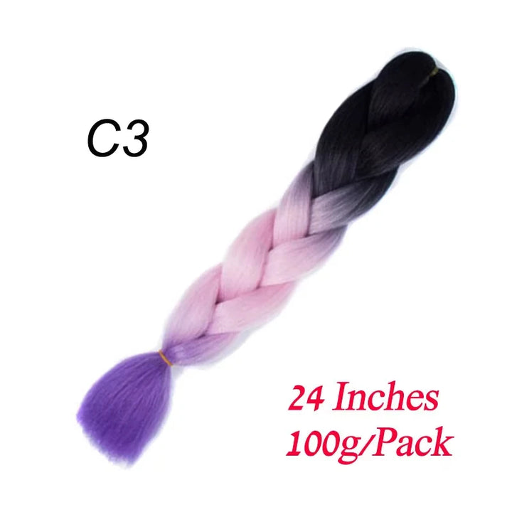 24 Inch Synthetic Ombre Braiding Hair – Jumbo Braid Extensions for DIY Hairstyles (Blue/Grey)