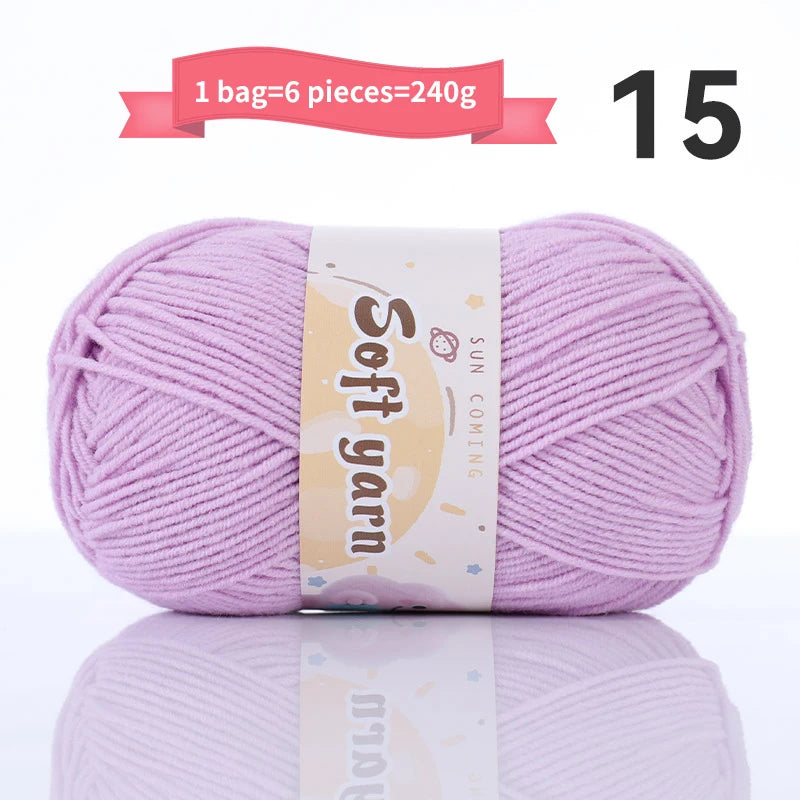 240g Medium-Thin Combed Yarn – Soft DIY Knitting & Crochet Yarn Balls (6 Pieces / Pack)