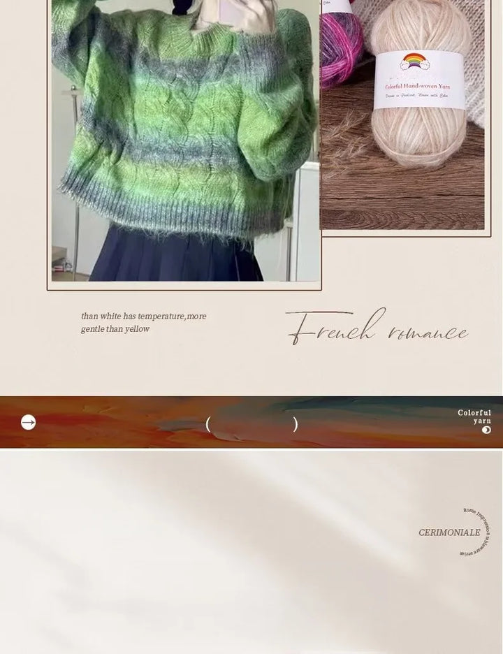 150g Mohair Gradient Spray Yarn (3 Skeins) – Lightweight Rainbow Knitting Yarn for Sweaters, Hats, Scarves & Shawls