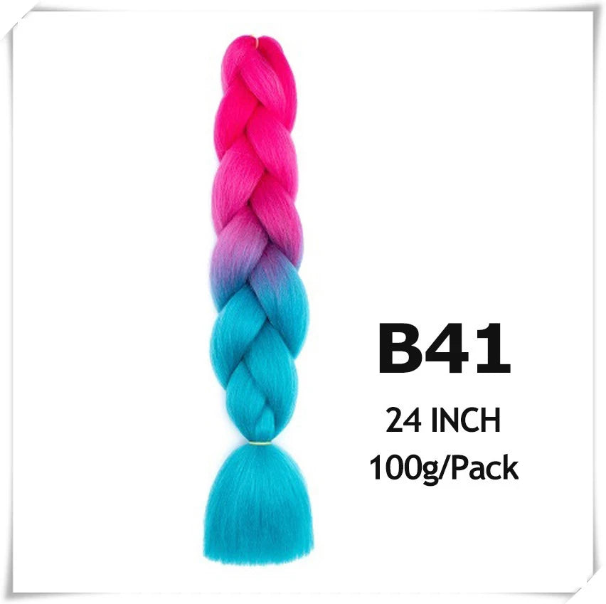 Pre-Stretched Jumbo Braiding Hair – 24 Inch Ombre Purple Synthetic Crochet Extensions for Women