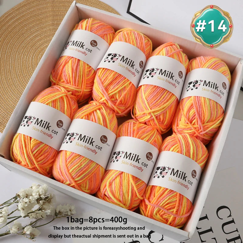 Colorful 5-Strand Gradient Yarn – Multi-Color Segment-Dyed Knitting Yarn for Sweaters, Hats, Scarves & DIY Crafts