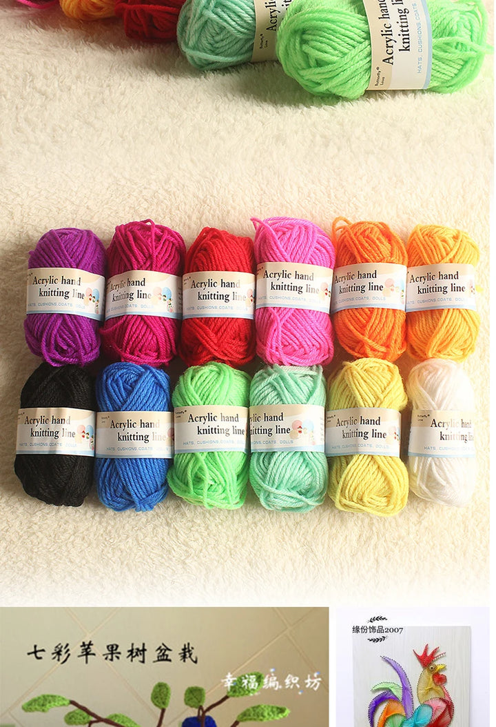 12-Color Yarn Set for Crochet & Knitting – Beginner DIY Craft Yarn Kit for School & Hobby Projects