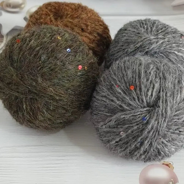 300g Colorful Sequined Alpaca Yarn – Soft Knitting Yarn for Sweaters, Scarves & Hats (6 Pieces/Pack)