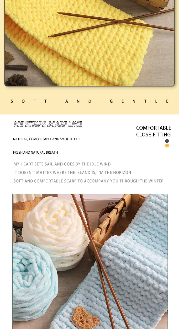 3pcs Ice-Striped Soft Thick Yarn – Handcrafted Yarn for Scarves, Hats, Slippers & DIY Projects