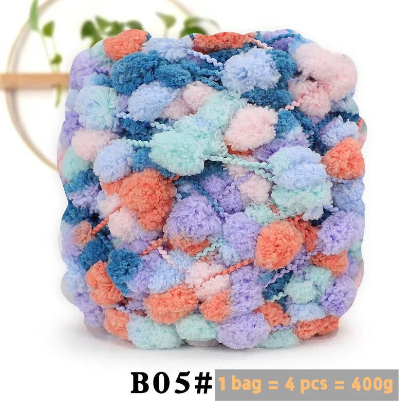 Super Soft Bean Yarn – Plush Polyester Chunky Yarn for Blankets, Cushions, Hats & DIY Crafts (400g, 4pcs Pack)