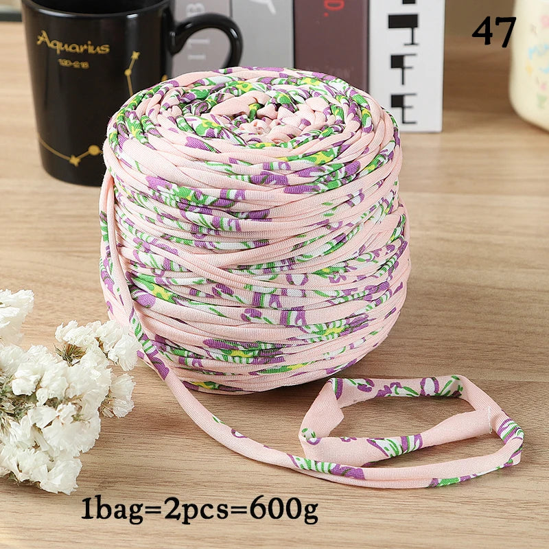 600g Large Polyester Fabric Yarn Set (2 Pieces) – Colorful Elastic Yarn for Bags, Slippers & DIY Crafts