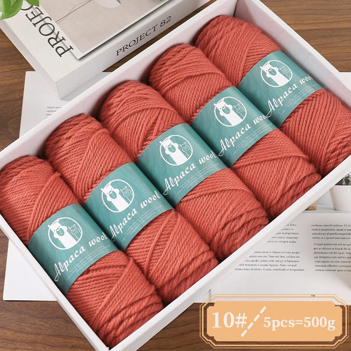 Alpaca Wool Boutique Yarn – 500g Thick Knitting Yarn Set (5 Pieces) for Sweaters, Scarves & Winter Wear