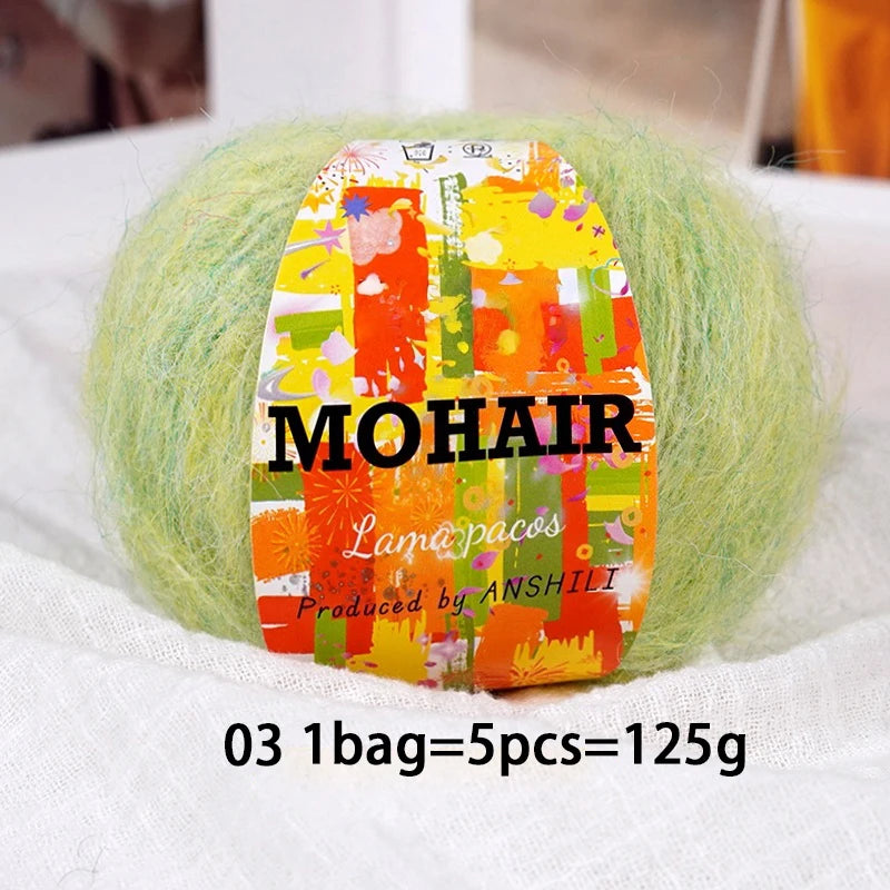 Colorful Long-Haired Mohair Yarn – Gradient Dyed Soft Knitting Yarn for Sweaters, Scarves, Hats & DIY Crafts