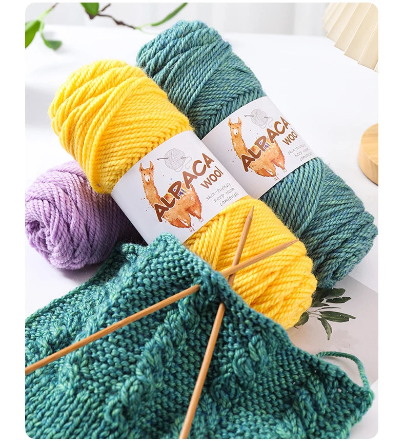 500g Thick Alpaca Wool Yarn Set (5 Skeins) – Soft Warm Knitting Yarn for Sweaters, Scarves, Hats & Winter Crafts