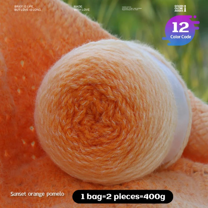 Qinglan Gradient Thick Yarn 400g – Long Section Dyed Rainbow Knitting Yarn for Sweaters & Shawls