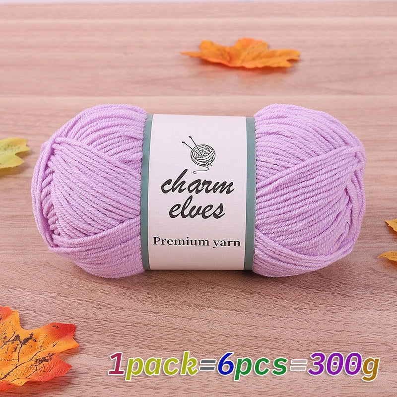 300g Multi-Color Acrylic Milk Yarn – Soft & Strong Knitting Yarn Balls (6 Pieces/Pack)