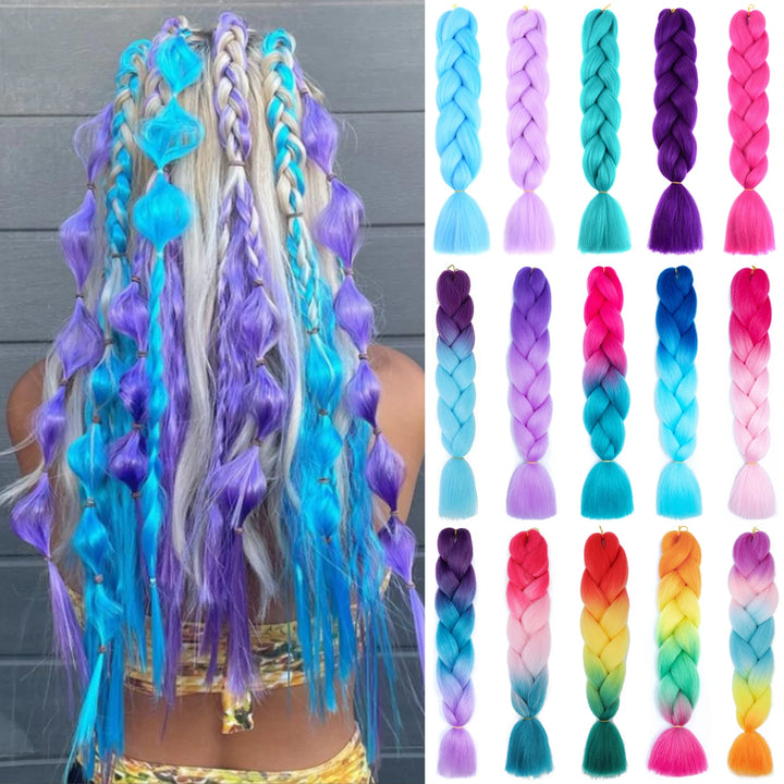 24 Inch Jumbo Braids Extensions – Synthetic Afro Ombre Kanekalon Hair for Children