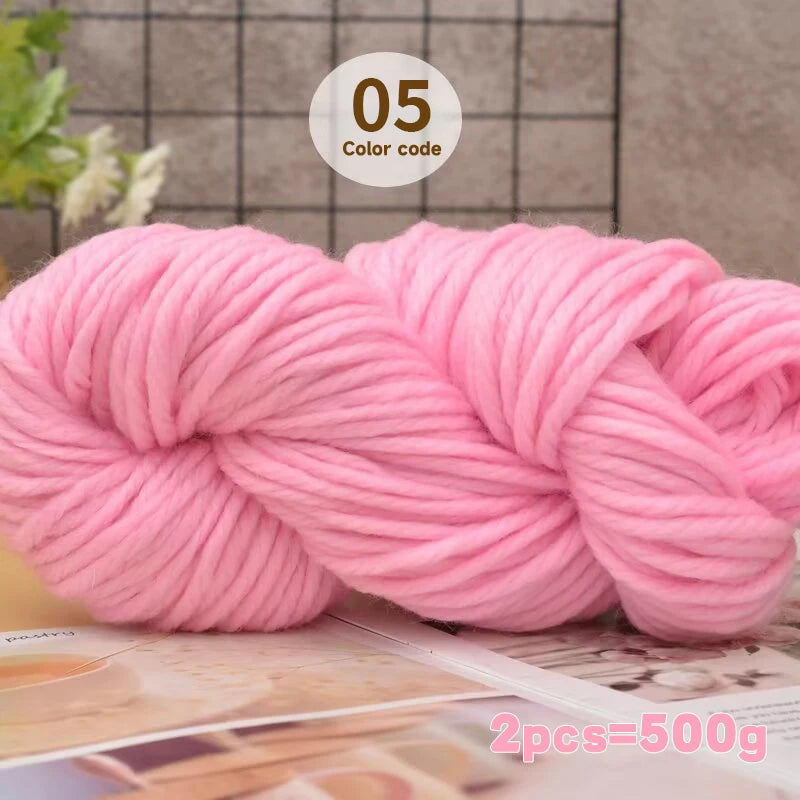 500g Extra Thick Polyester Yarn (2 Skeins) – Chunky Knitting Yarn for Sweaters, Hats, Cushions & DIY Crafts