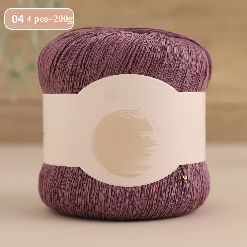 200g Colorful Sequin Yarn – Soft Knitting Yarn for Sweaters, Scarves & DIY Crafts (4 Pieces/Pack)