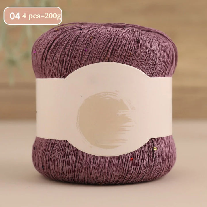 200g Colorful Sequin Yarn – Soft Knitting Yarn for Sweaters, Scarves & DIY Crafts (4 Pieces/Pack)