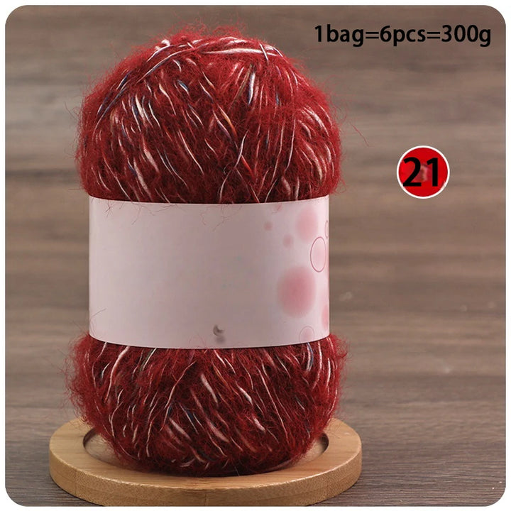 Mixed-Color Long-Haired Mohair Yarn – Fashionable Fluffy Knitting Yarn for Sweaters & Crafts