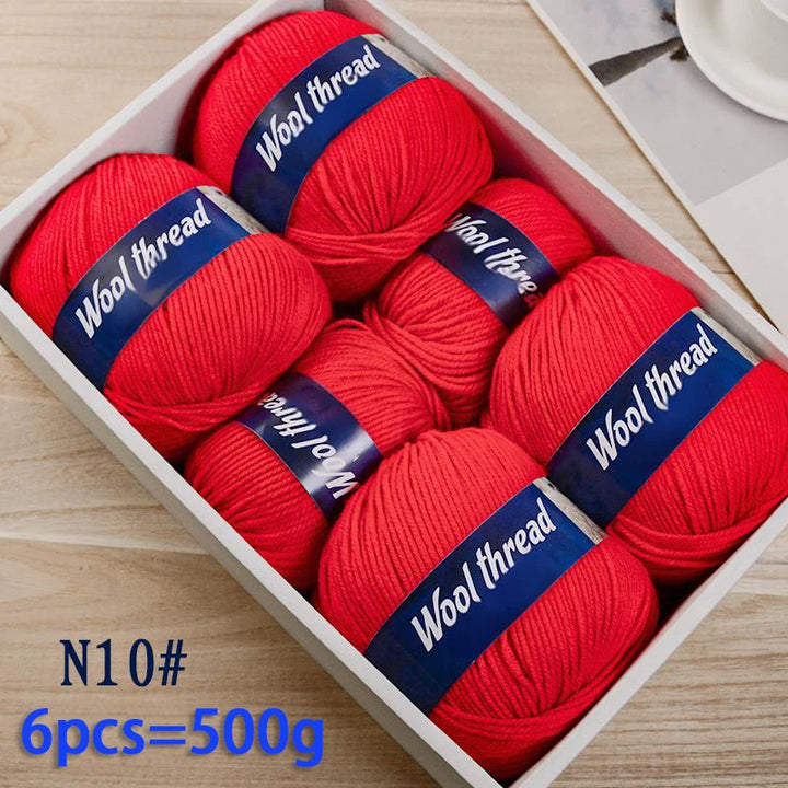 500g Fine Wool & Sheep Cashmere Yarn – Soft Warm Knitting Yarn (6 Pieces/Pack)