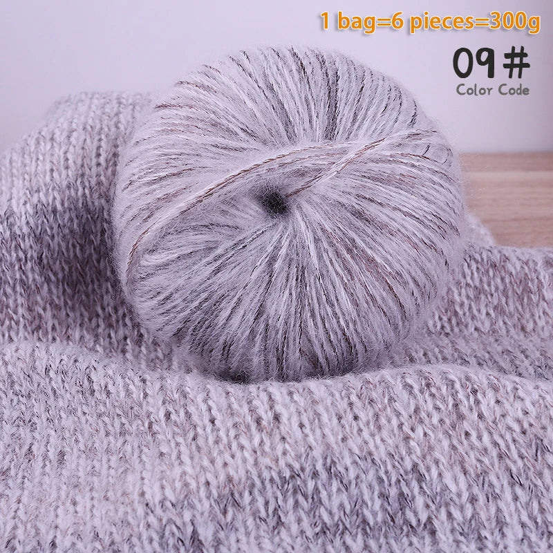 300g Gradient Alpaca Mohair Yarn Set (6 Pieces) – Soft Lightweight Knitting Yarn for Sweaters, Shawls, Hats & Scarves