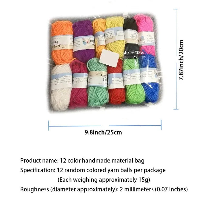 Multi-Color Kindergarten DIY Yarn Set – 160g Colorful Yarn Balls for Kids’ Crafts