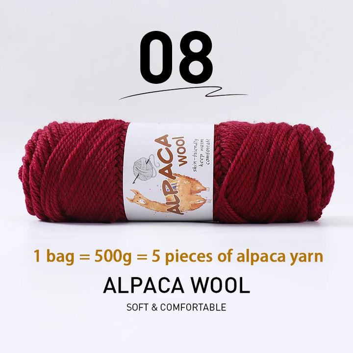 500g Thick Alpaca Wool Yarn Set (5 Skeins) – Soft Warm Knitting Yarn for Sweaters, Scarves, Hats & Winter Crafts
