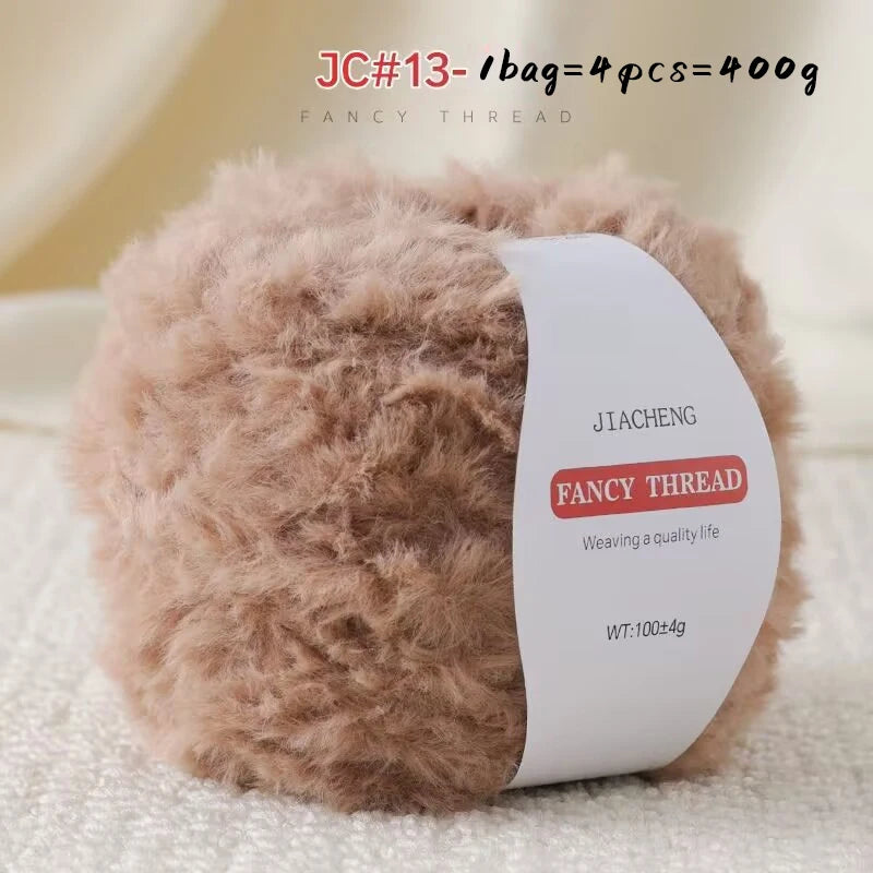 Imitation Fur Long-Haired Yarn – 400g Soft Beginner Knitting Yarn (4 Skeins Set)