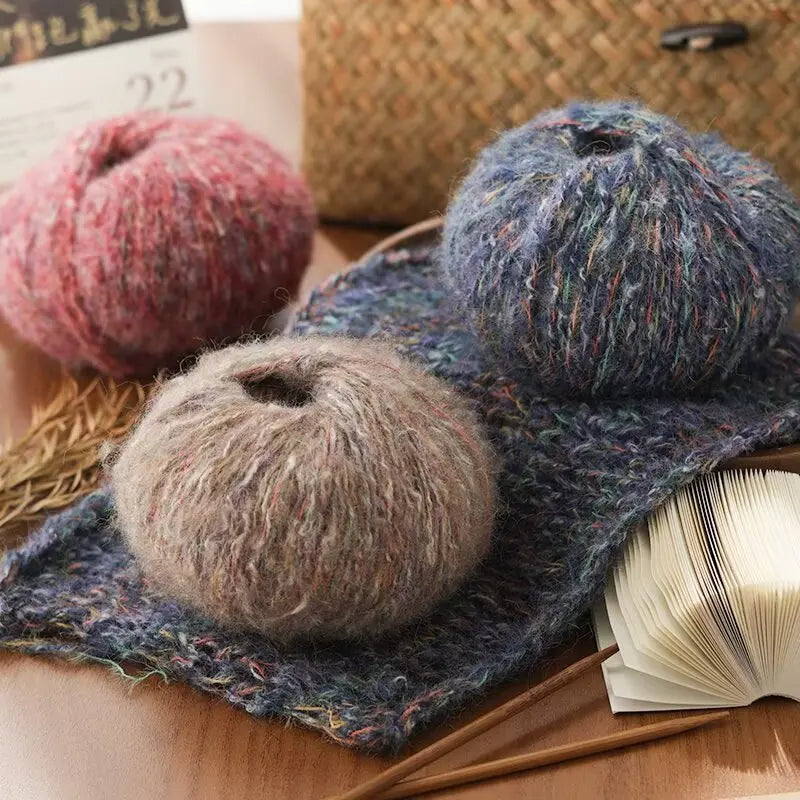 250g Colorful Mohair Alpaca Yarn Set (10 Pieces) – Soft Medium-Thick Yarn for Sweaters, Coats, Shawls & DIY Crafts