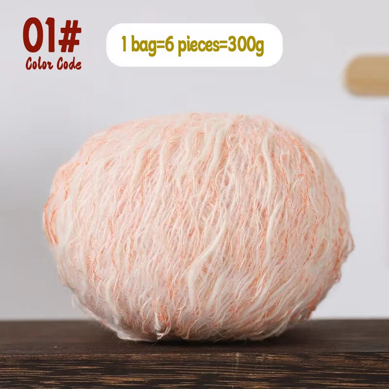 300g Bamboo Fiber Yarn – Fancy Thick & Thin Hand Knitting Yarn for Sweaters, Shawls, Hats & DIY Crafts (6pcs Pack)