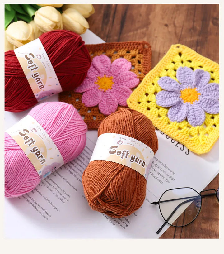 240g Medium-Thin Combed Yarn – Soft DIY Knitting & Crochet Yarn Balls (6 Pieces / Pack)