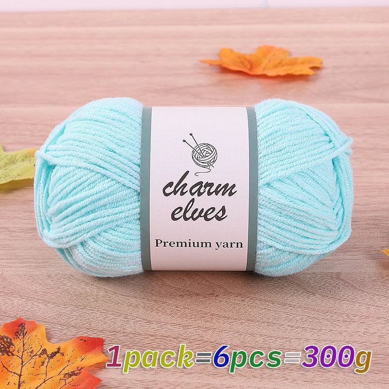 300g Multi-Color Acrylic Milk Yarn – Soft & Strong Knitting Yarn Balls (6 Pieces/Pack)