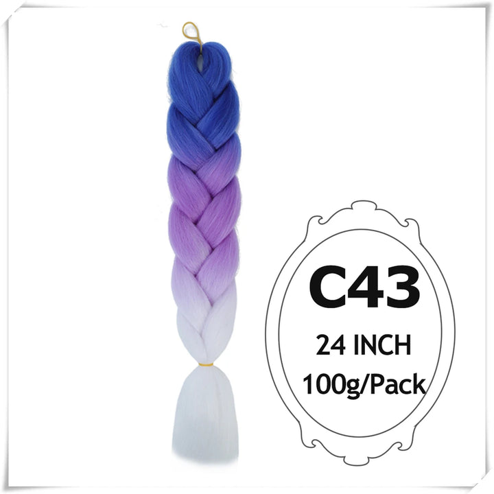 Pre-Stretched Jumbo Braiding Hair – 24 Inch Ombre Purple Synthetic Crochet Extensions for Women