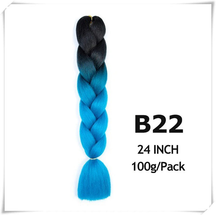 Pre-Stretched Jumbo Braiding Hair – 24 Inch Ombre Purple Synthetic Crochet Extensions for Women