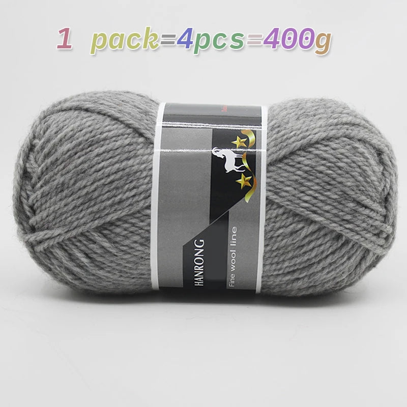 400g Thick Alpaca Wool Yarn – Chunky Knitting Yarn for Sweaters, Scarves, Hats & Coats (4 Skeins Pack)