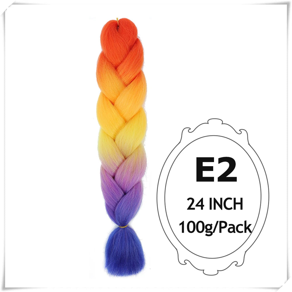 Pre-Stretched Jumbo Braiding Hair – 24 Inch Ombre Purple Synthetic Crochet Extensions for Women