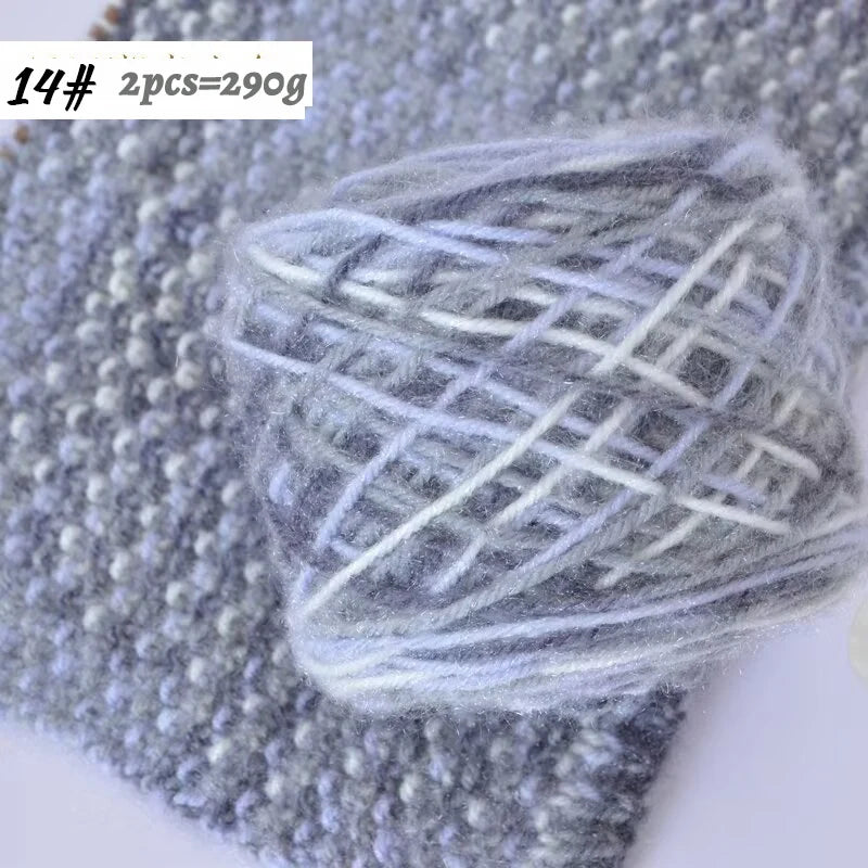 290g Colorful Gradient Imitation Squirrel Yarn – Thick Section-Dyed Yarn for Knitting & Crochet (2 Pcs/Pack)