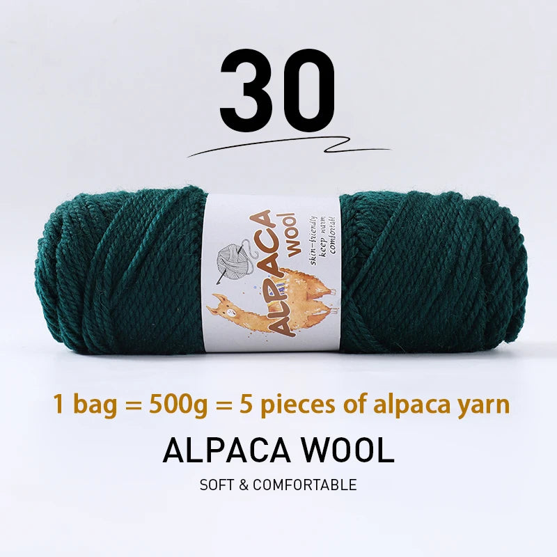 500g Thick Alpaca Wool Yarn Set (5 Skeins) – Soft Warm Knitting Yarn for Sweaters, Scarves, Hats & Winter Crafts