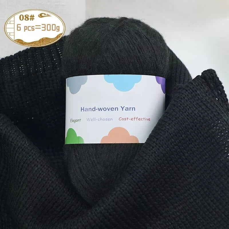 300g Colorful Bamboo Fiber Mohair Yarn Set (6 Pieces) – Soft Knitting Yarn for Sweaters, Scarves, Hats & Shawls