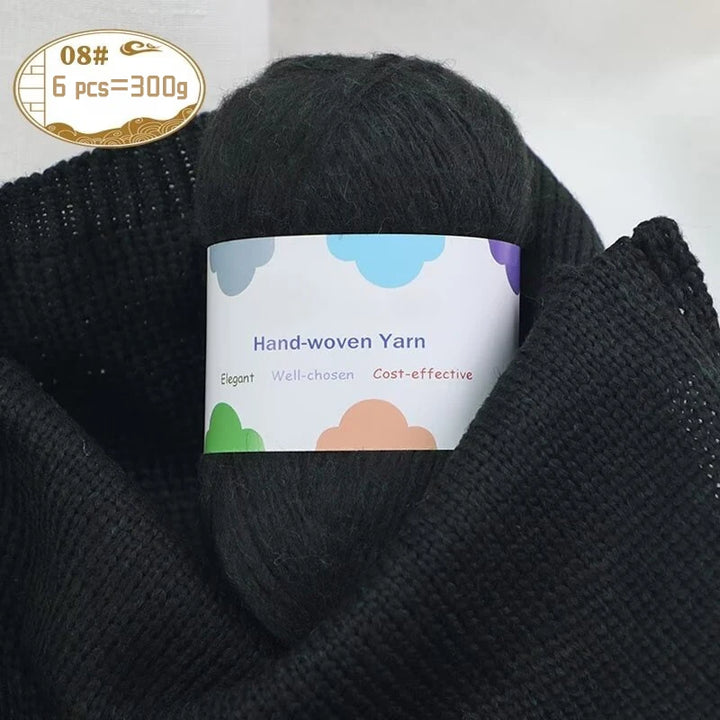 300g Colorful Bamboo Fiber Mohair Yarn Set (6 Pieces) – Soft Knitting Yarn for Sweaters, Scarves, Hats & Shawls