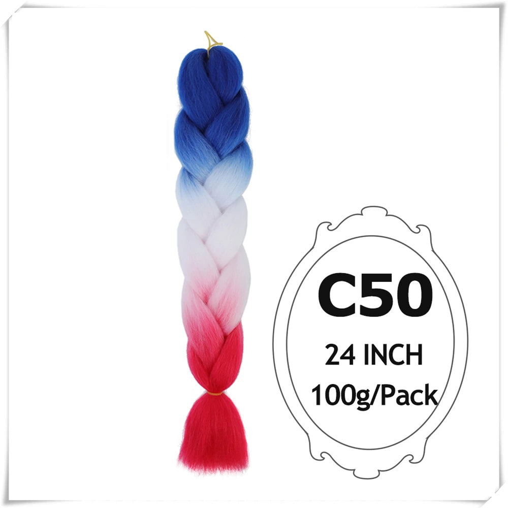 Pre-Stretched Jumbo Braiding Hair – 24 Inch Ombre Purple Synthetic Crochet Extensions for Women