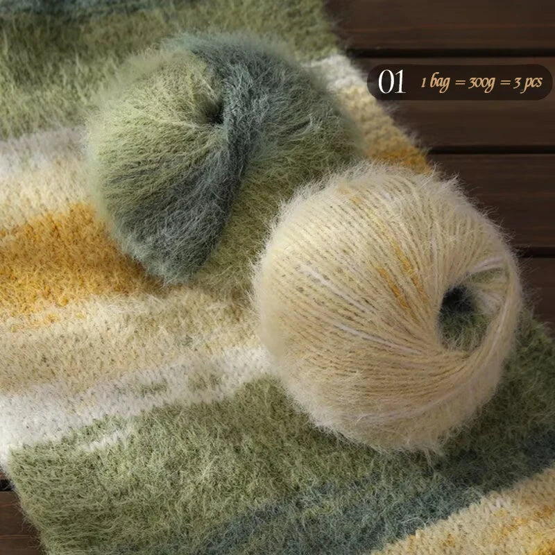 300g Xuebao Gradient Plush Yarn (3 Pieces) – Soft Warm Knitting Yarn for Scarves, Hats, Gloves & Blankets