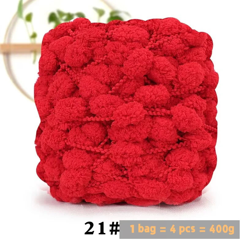 Super Soft Bean Yarn – Plush Polyester Chunky Yarn for Blankets, Cushions, Hats & DIY Crafts (400g, 4pcs Pack)
