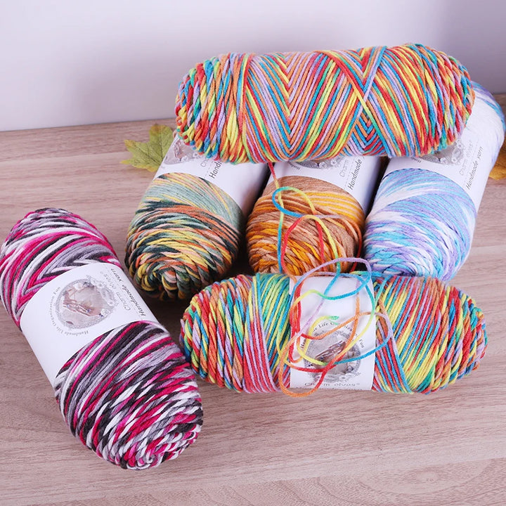 360g Rainbow Gradient Section-Dyed Yarn – Medium-Thick Hand Knitting Yarn for Sweaters, Hats & Scarves (3pcs Pack)